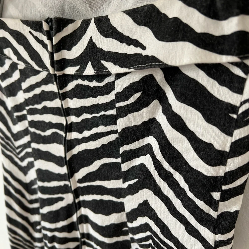 EUC VTG 90s L zebra stripe strapless dresss cotton/lycra side slits - Picture 13 of 16